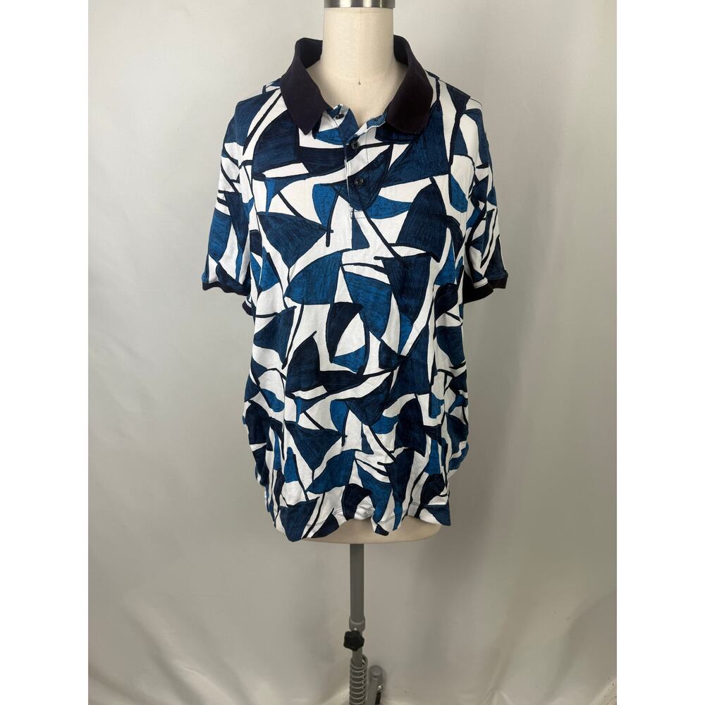 Perry Ellis XL Men's Geometric Cotton Short Sleeve Business Casual Polo Shirt‎
